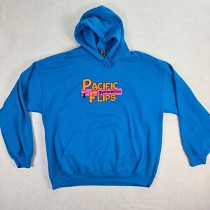 Gildan Heavy Blend Pacific Gymnastics Flips Hoodie Blue XL Graphic Sweatshirt